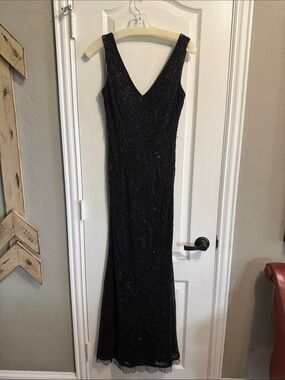 LARA Black Sequin V-Neck Maxi Dress